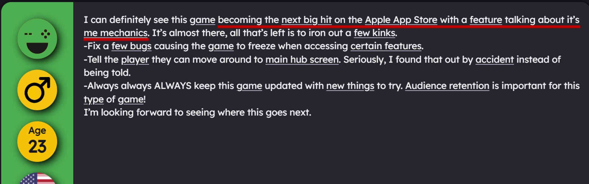 Player Feedback